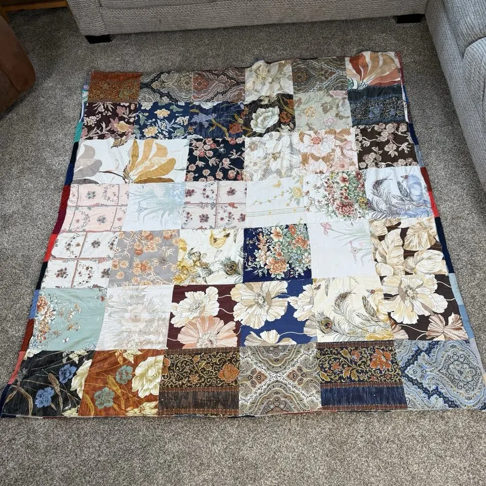 Vintage Handmade Patchwork Blocks Hand Quilt‎ 81